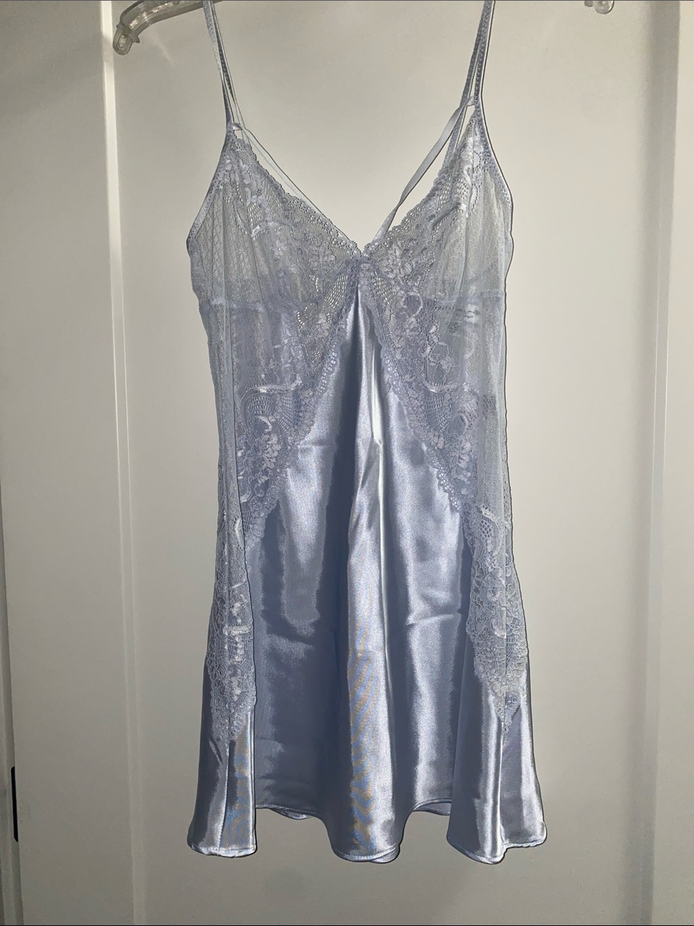 Never worn Satin Lace Chemise Slip in Light Blue